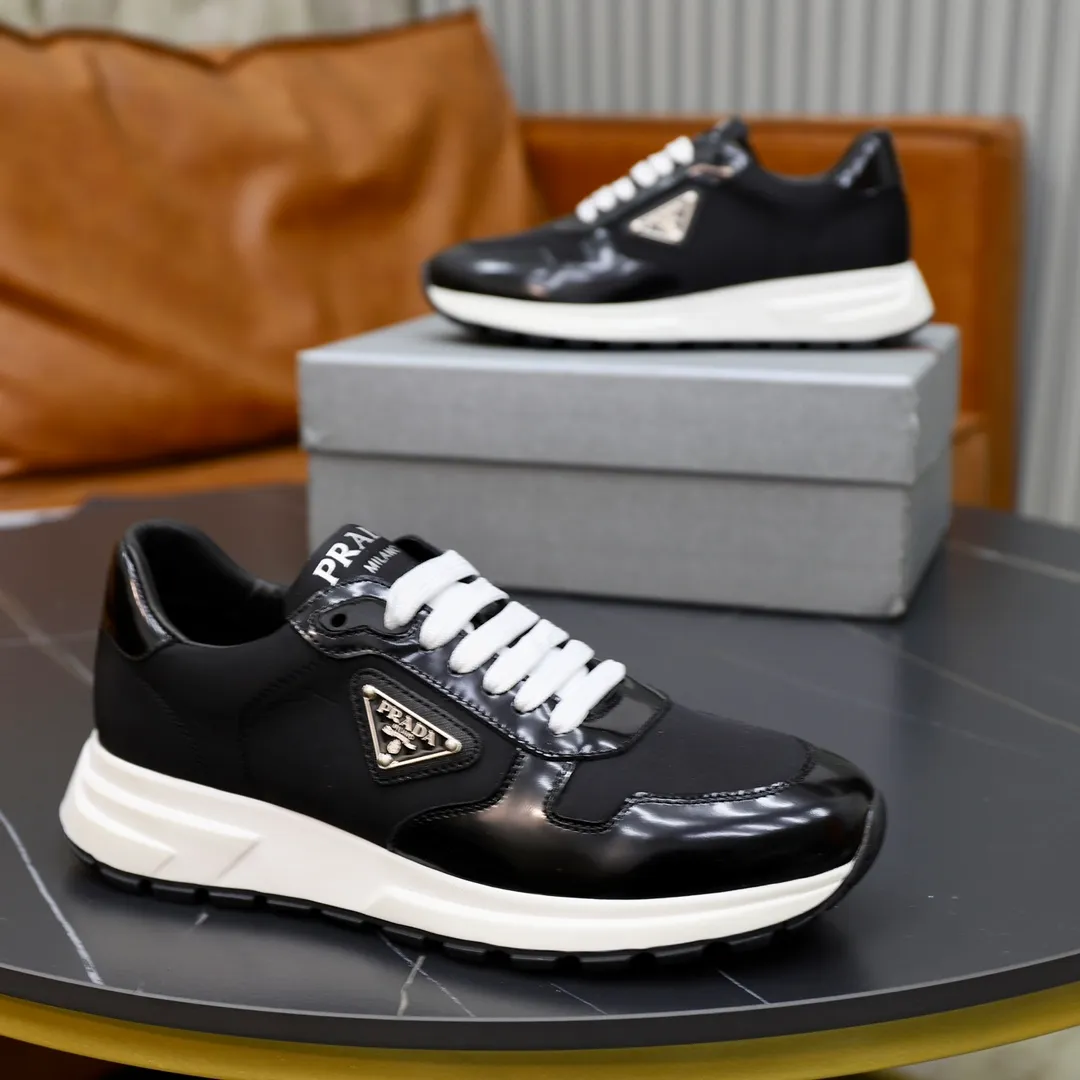 Men's shoes 💰600💰🙅‍♂️🙅‍♂️🙅‍♂️ [PRADA] Prada - High-end quality original order - Upper: Nappa calfskin, tumbled calfskin spliced stretch cloth surface, tongue high frequency brand logo - Lining: water-dyed cowhide - Outsole: ultra-light TPU foam rubber; two-color molded outsole -Ultra-high quality control and fine workmanship: outstanding (high-end, extravagance, grade) -Size: 38-44 (45 can be customized)